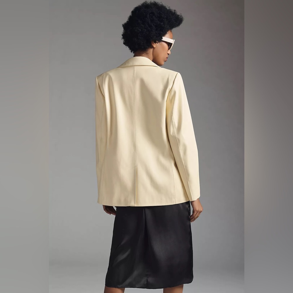 By Anthropologie Faux Leather Blazer Size Small - Picture 2 of 7
